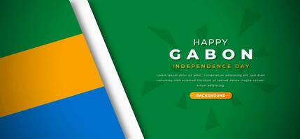 feliz Gabão independência dia Projeto papel cortar formas fundo ilustração para poster, bandeira, anúncio, cumprimento cartão vetor