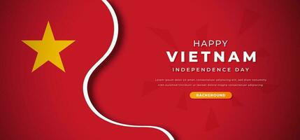 feliz vietnamita independência dia Projeto papel cortar formas fundo ilustração para poster, bandeira, anúncio, cumprimento cartão vetor