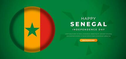feliz Senegal independência dia Projeto papel cortar formas fundo ilustração para poster, bandeira, anúncio, cumprimento cartão vetor