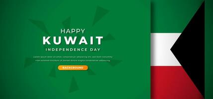 feliz Kuwait independência dia Projeto papel cortar formas fundo ilustração para poster, bandeira, anúncio, cumprimento cartão vetor