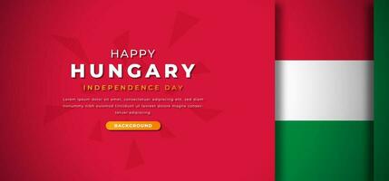 feliz Hungria independência dia Projeto papel cortar formas fundo ilustração para poster, bandeira, anúncio, cumprimento cartão vetor