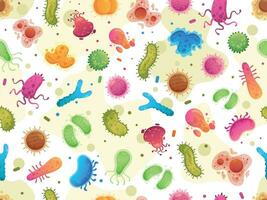 desatado bactérias padronizar. cor germes, microrganismo células microscópico organismos e vírus desenho animado vetor ilustração