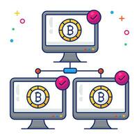 uma criativo Projeto ícone do conectados bitcoin vetor