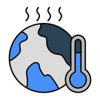 termômetro com globo denotando o conceito de temperatura global vetor