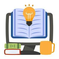luz lâmpada com aberto livro, ícone do criativo Educação vetor