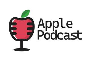 vetor Projeto maçã e podcast logotipo conceito