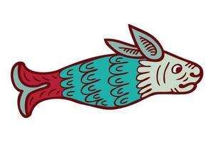medieval bestiário estilo arte do lebre peixe animal doodle. perfeito para camiseta, adesivo, cartão, poster. mão desenhado isolado vetor ilustração.