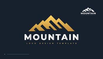 logotipo da montanha dourada. design de logotipo de colinas de paisagem vetor