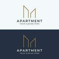 logotipo Projeto para uma moderno e luxuoso apartamento construção ou estadia em casa de família. logotipo para negócios, real Estado, hotéis e arquitetura. vetor