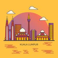Apartamento moderno limpo Kuala Lumpur Malásia City Skyline Vector Illustration