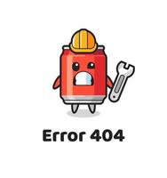 erro 404 com o mascote de lata de bebida fofa vetor