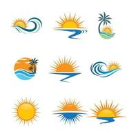 imagens do logotipo da praia do pôr do sol vetor