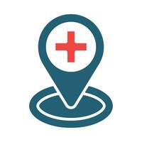 hospital localização vetor glifo dois cor ícone para pessoal e comercial usar.