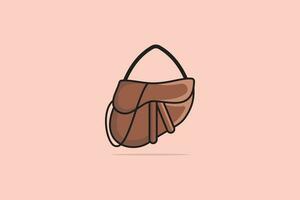 meninas moda festa Bolsa vetor ilustração. beleza moda objetos ícone conceito. elegante senhoras brilhante couro saco vetor Projeto em luz laranja fundo.