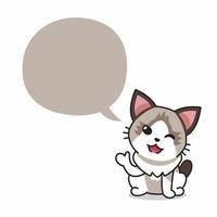 personagem de desenho animado gato ragdoll com balão de fala vetor