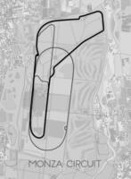 Monza o circuito, Itália mapa poster arte vetor