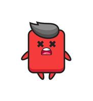 o personagem mascote morto do cartão vermelho