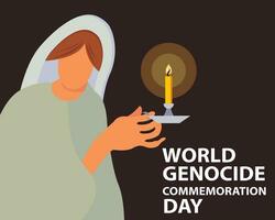 ilustração vetor gráfico do uma velado mulher carregando uma iluminado vela, perfeito para internacional dia, mundo genocídio, comemoração dia, comemoro, cumprimento cartão, etc.