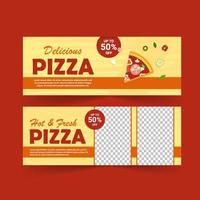 modelo de banner promocional para anúncio de pizza. vetor