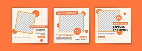 modelo de postagem de mídia social para promoção do dia mundial do turismo. vetor