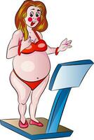 excesso de peso mulher, ilustração vetor