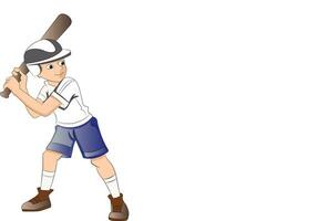 Garoto jogando beisebol, ilustração vetor