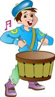 pequeno baterista garoto, ilustração vetor