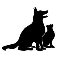 Cachorro e gato silhueta ilustração vetorial