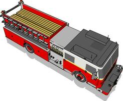 caminhão de bombeiros, ilustração, vetor em fundo branco.