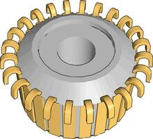 simples vetor ilustração em branco fundo do uma cinzento e amarelo engrenagem roda