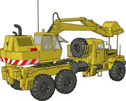 3d vetor ilustração do amarelo grande escavadora máquina em branco fundo