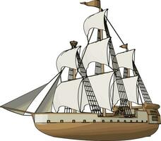 simples vetor ilustração do a velho Navegando navio branco backgorund