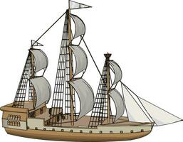 simples vetor ilustração do a velho Navegando navio branco backgorund
