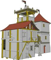 castelo medieval, ilustração, vetor em fundo branco.