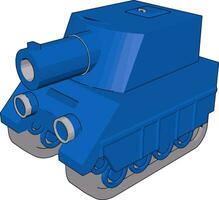 pequeno tanque azul, ilustração, vetor em fundo branco.