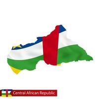 central africano república mapa com acenando bandeira do país. vetor