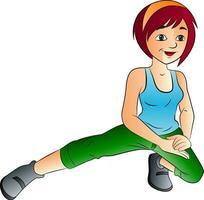 mulher fazendo uma alongamento exercício, ilustração vetor