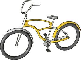 bicicleta amarela, ilustração, vetor em fundo branco.