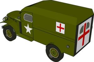 3d vetor ilustração do uma militares medicar veículo em uma branco fundo