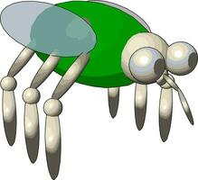 Modelo 3D de uma mosca, ilustração, vetor em fundo branco.