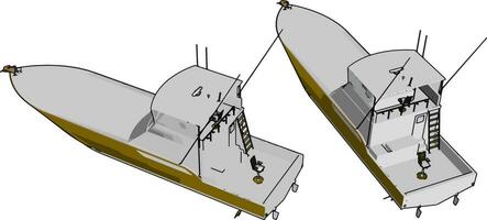 barco de patrulha, ilustração, vetor em fundo branco.