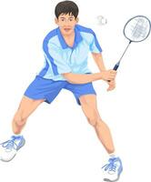 vetor do adolescente jogando badminton.