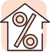 porcentagem de hipoteca, ícone, vetor sobre fundo branco.