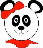 menina panda Urso com vermelho cabeça arco ilustração vetor em branco fundo