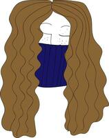 grandes cabelos menina com uma cachecol ilustração vetor em branco fundo