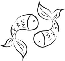 silhueta do dois de cor preta peixe voltado para cada outro, vetor ou cor ilustração.
