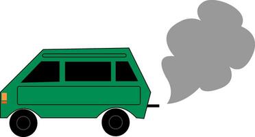 pintura do uma verde carro emitindo fumaça vetor ou cor ilustração