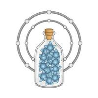 Estrela azul dentro garrafa vidro com elemento ilustração vetor