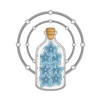 Estrela azul dentro garrafa vidro com elemento ilustração vetor