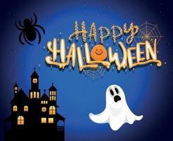 Dia do Dia das Bruxas 31 de Outubro Projeto Abóbora Fantasma Vetor Aranha Castelo